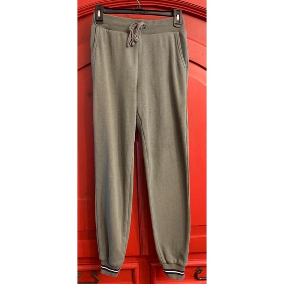 American Eagle Size L Green With Navy White Stripe Cuff Jogger Sweatpants EUC - Picture 1 of 3